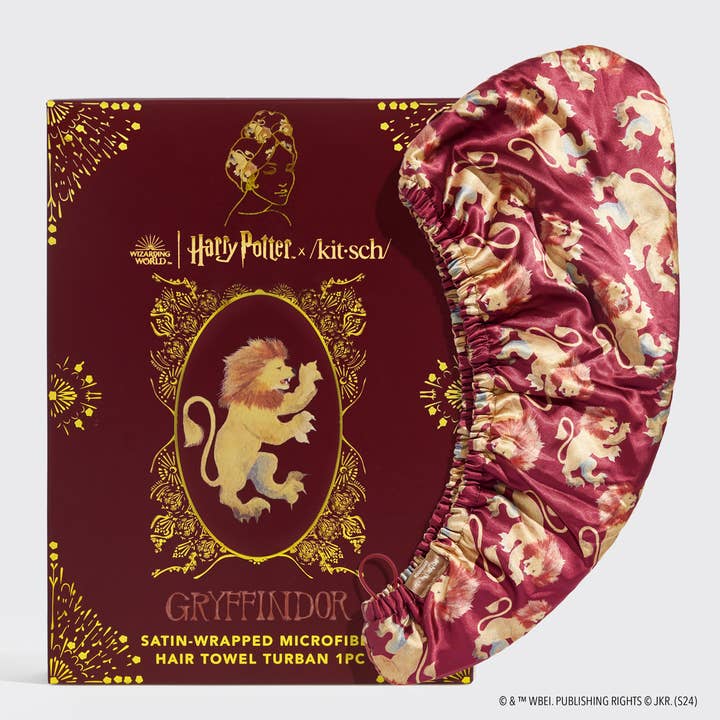 Harry Potter x Kitsch haarhanddoek met satijnen omhulsel - Gryffindor voor wholesale door KITSCH