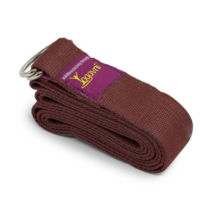 Fibbia da yoga con anello a D, 1,8 m, colore: marrone scuro per la vendita all'ingrosso da parte di Yogavni Yoga Products