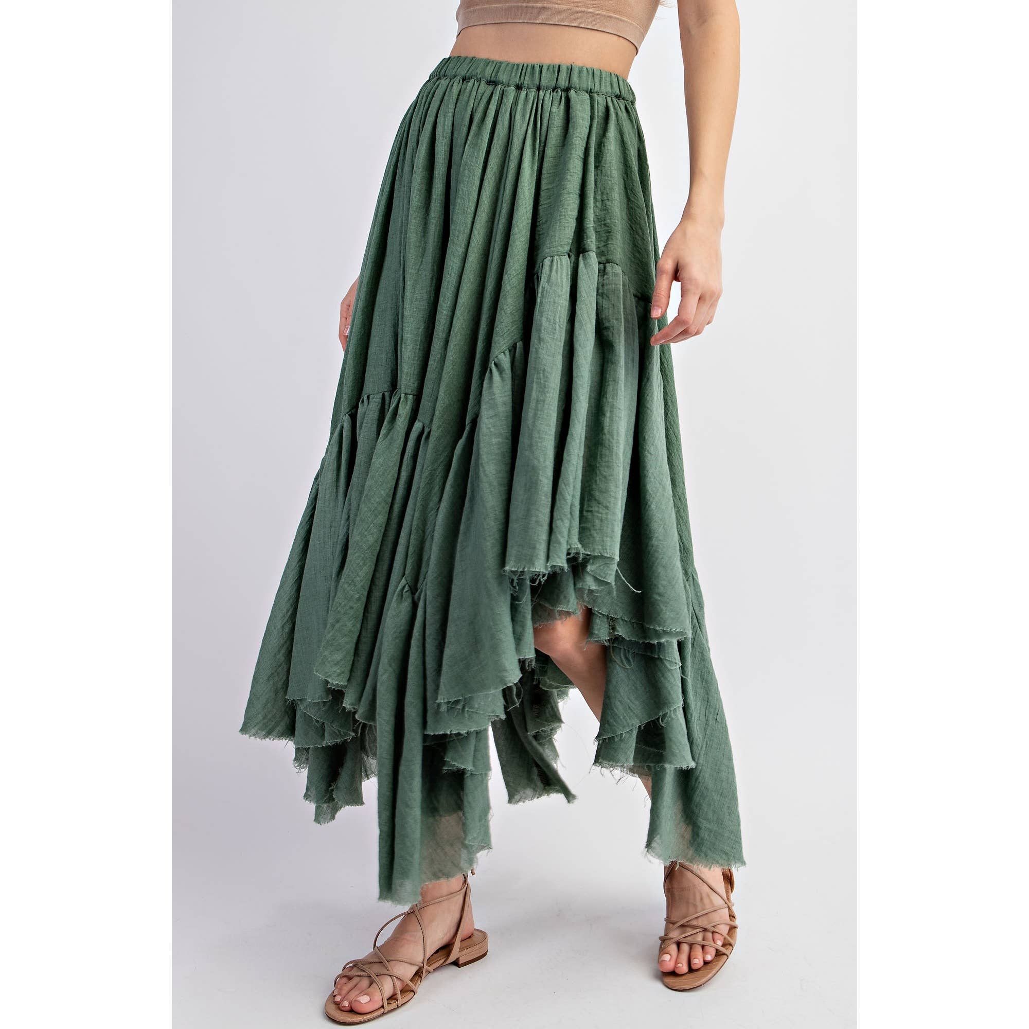 Sweet Generis - Wholesale Skirt - Women's - ASYMMETRICAL RAW-EDGE RUCHED UNEVEN HEMLINE SKIRT19