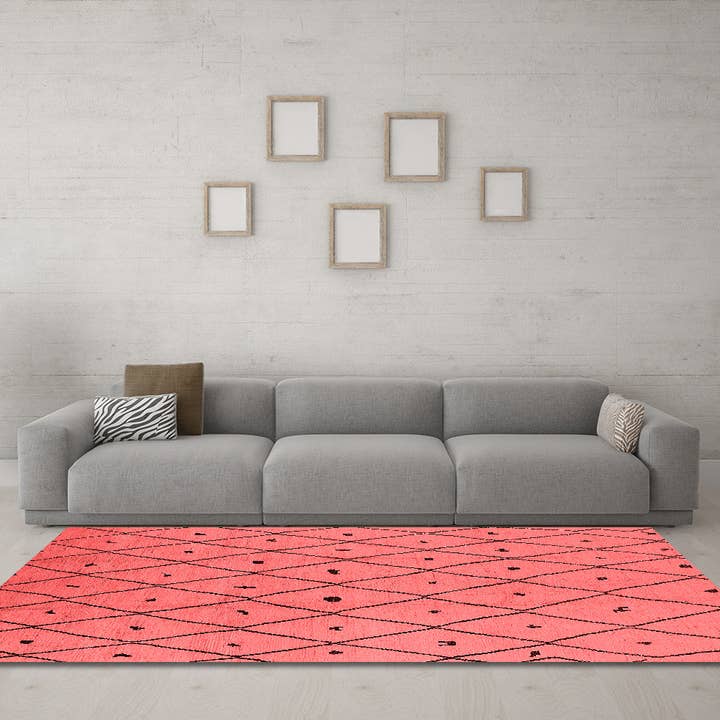 Machine Washable Solid Red Modern Area Rugs for wholesale by Ahgly