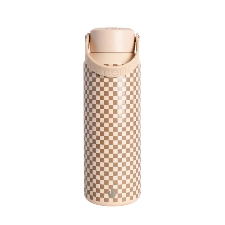 Elemental - Wholesale Water Bottle - Insulated Leakproof Bottle with Handle 40oz - Brown Check