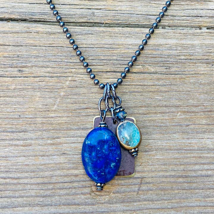 Timberline Lapis/Turquoise Cluster Necklace for wholesale by Cool Water Jewelry