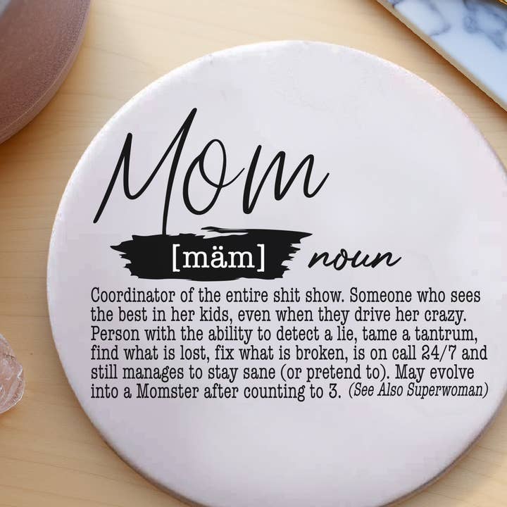 Mom Life Ceramic Drink Coaster | Funny Barware Gift Parents for wholesale by Gia Roma