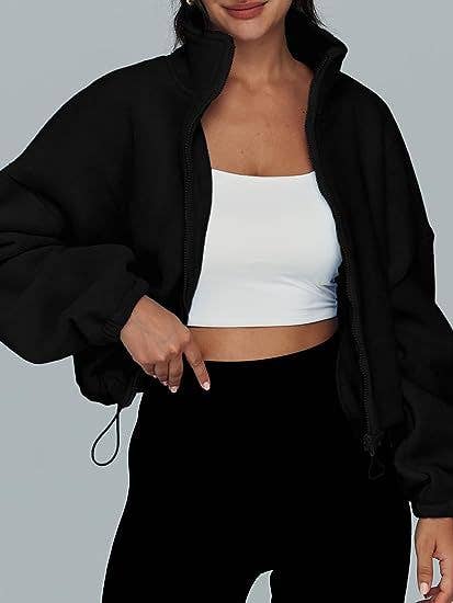 safistyle - Wholesale Jacket - Women's - Zip-Up Drawstring Cropped Jacket2