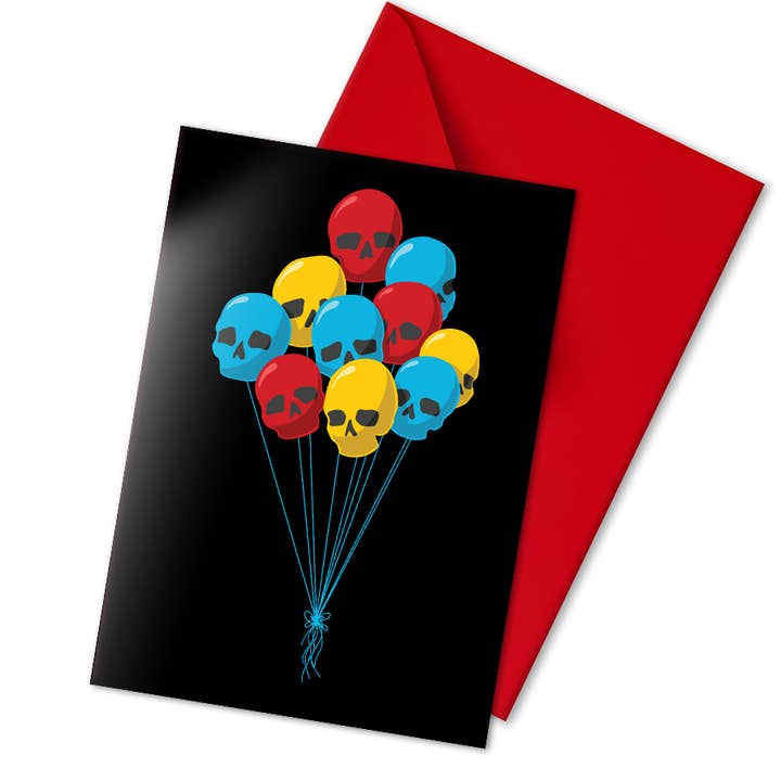Skull Balloons verjaardagskaart voor wholesale door The Misfit Paper Co.