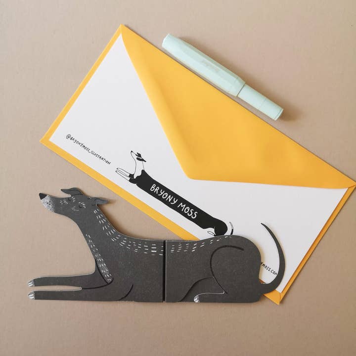 Bryony Moss Illustration – wholesale Everyday greeting card – Paddy, Long Doggo Shaped Extendable Card5
