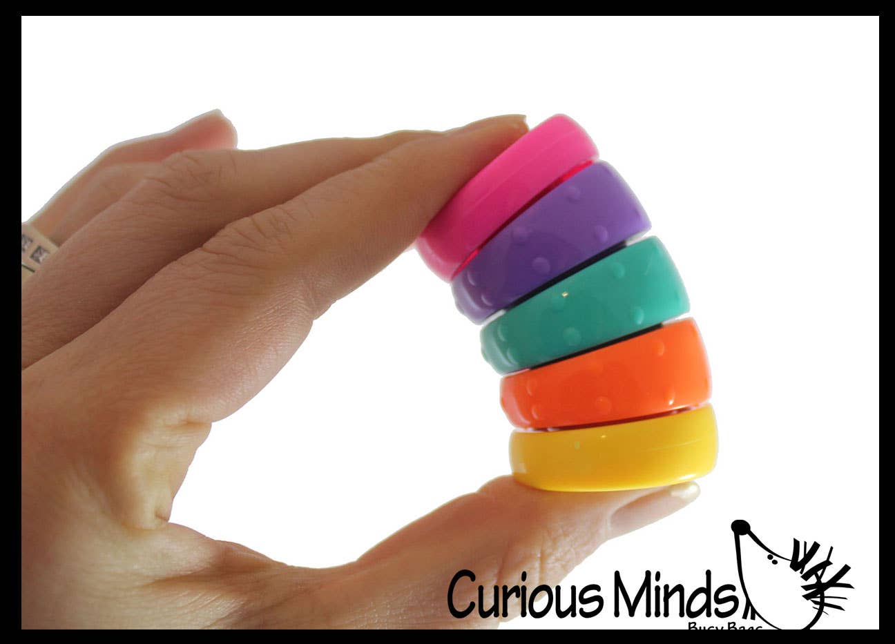 Curious Minds Toys - Wholesale Fidgetspeelgoed - Kinderen - 1 Spinnende Regenboog Schijventoren Roterende Ringen Fidget Speelgoed - Zo0