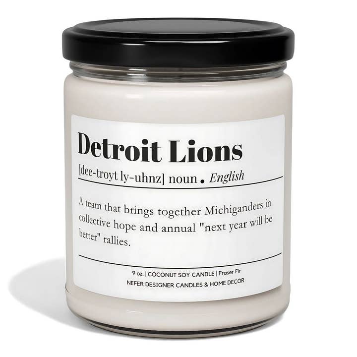 Nefer Designer Candles & Home Decor - Wholesale Jar/Filled Candle - Detroit Lions | Dictionary Definition Candle