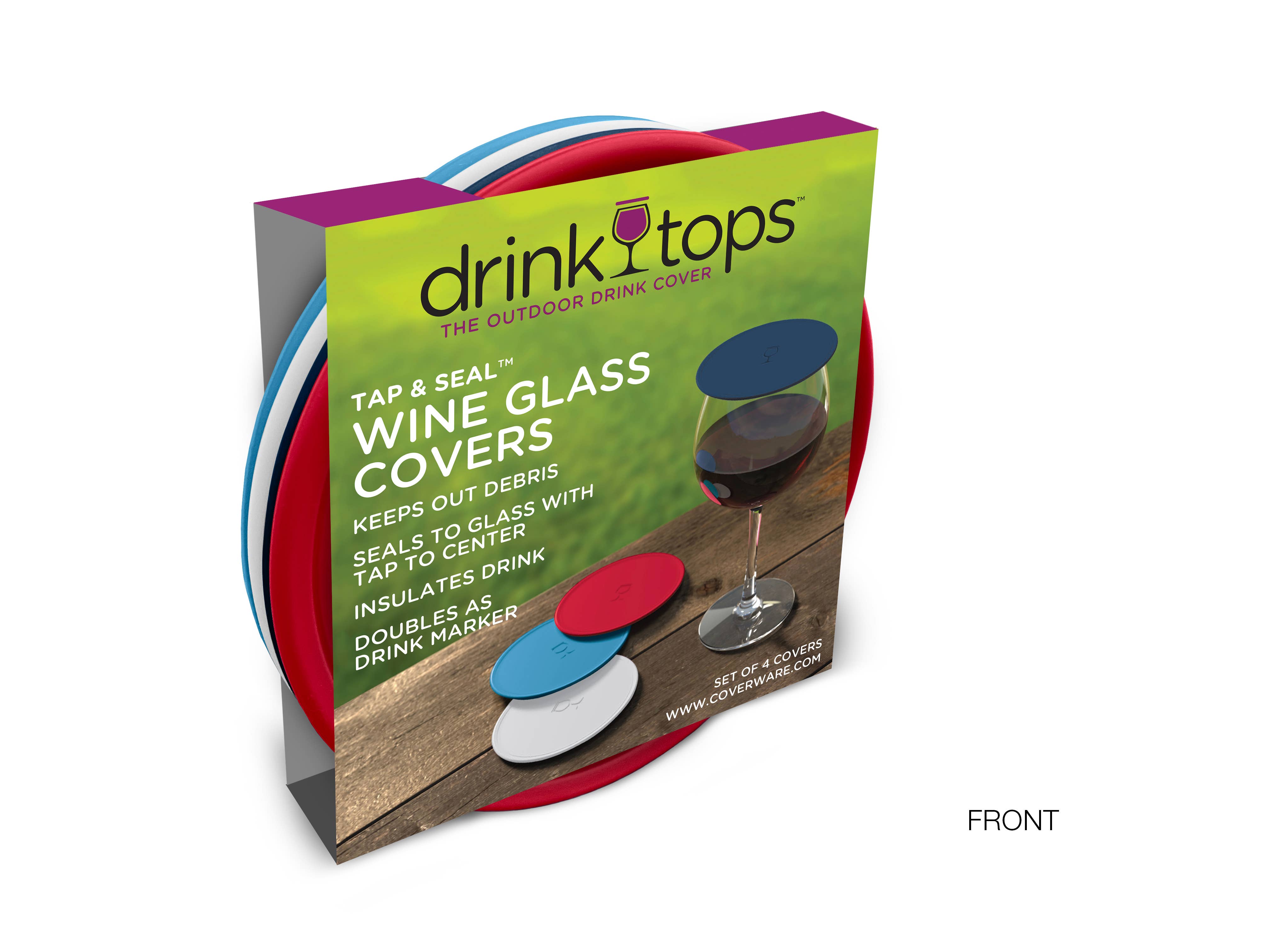 Drink Tops™ - Wholesale Wine Glass - SOLID Wine Glass Covers - 4/PK1