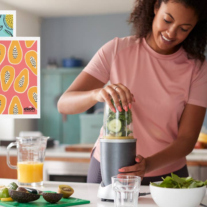 EKOH - Wholesale Dishcloth - Swedish Dishcloth Set of 2 Papaya & Lemons Print4