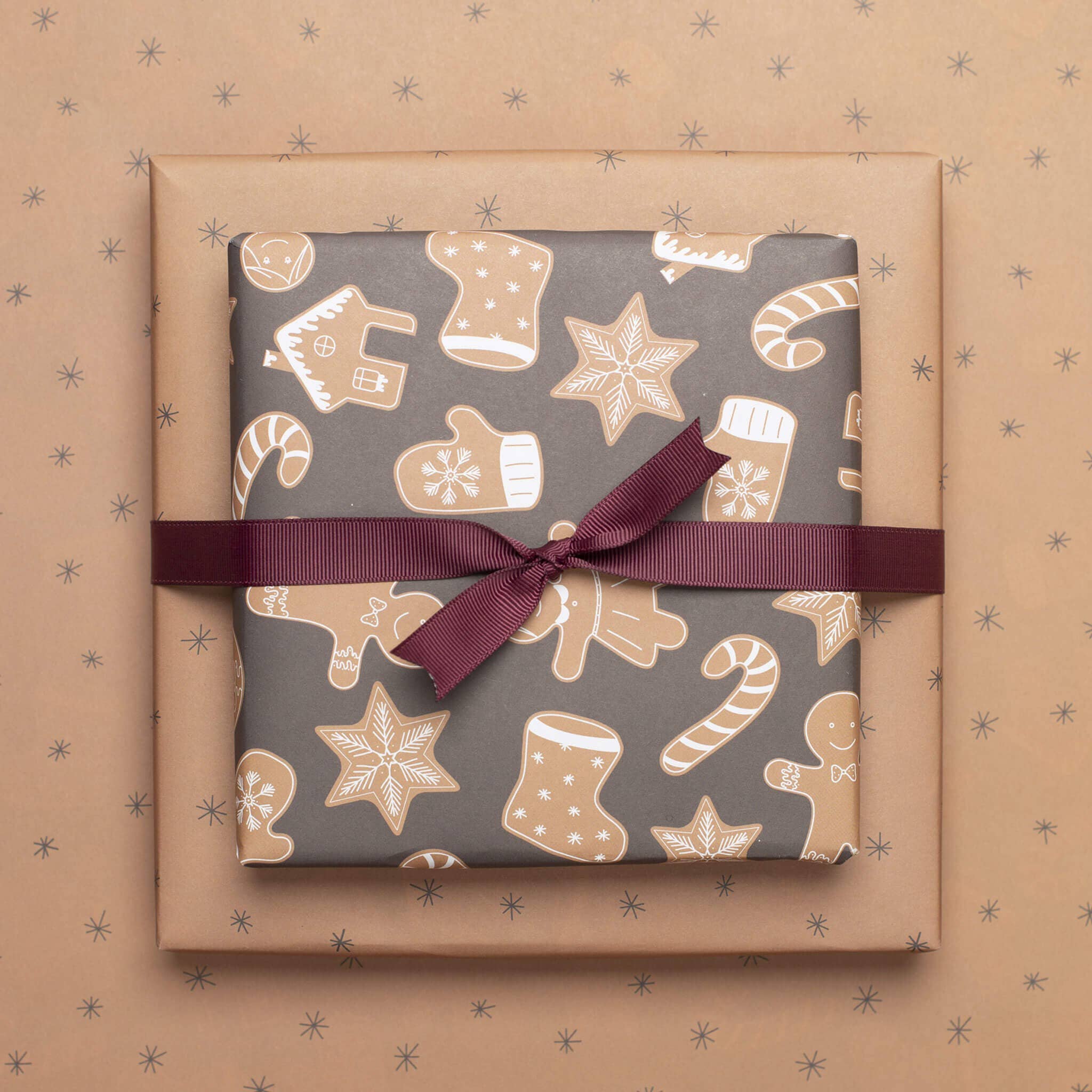 My Pretty Circus - Wholesale Flat Wrap - Christmas wrapping paper gingerbread brown - double-sided12