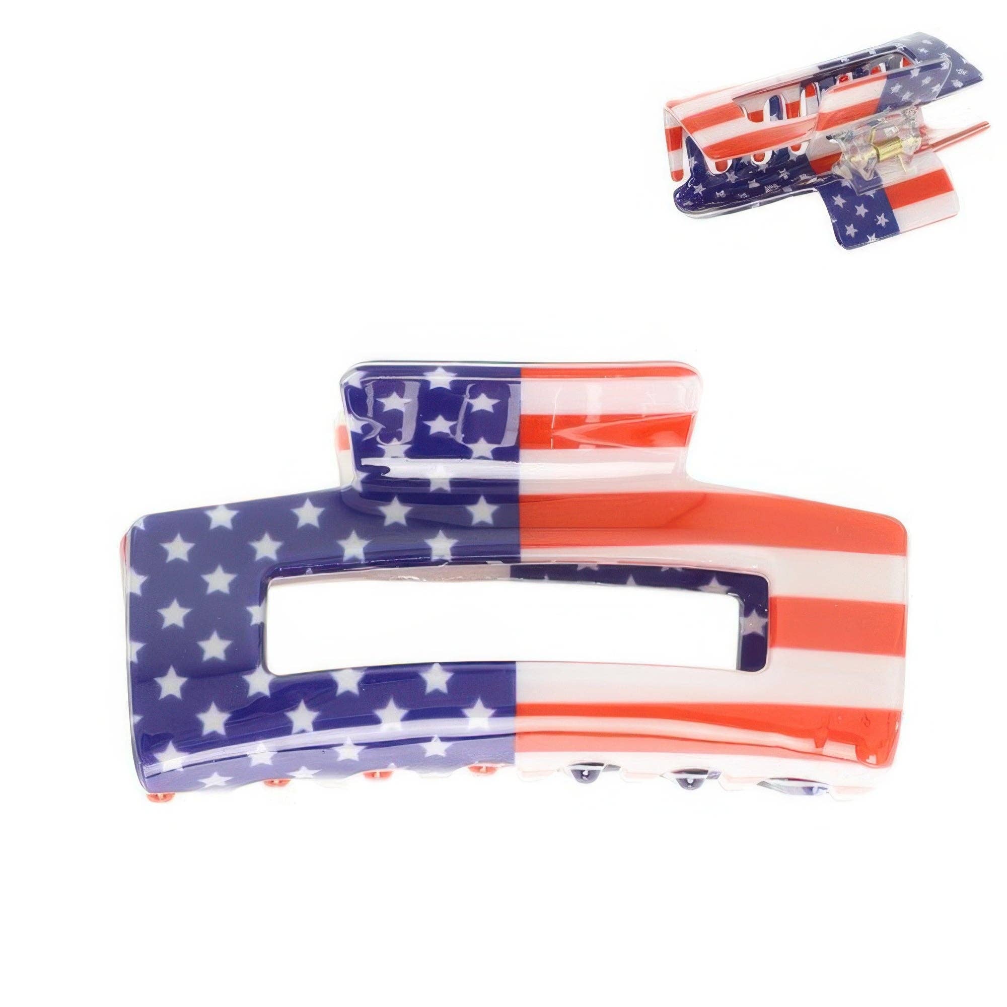 CC Wholesale Clothing - Wholesale Hair Clip - Women's - American Flag Theme Acrylic Hair Claw Clip0