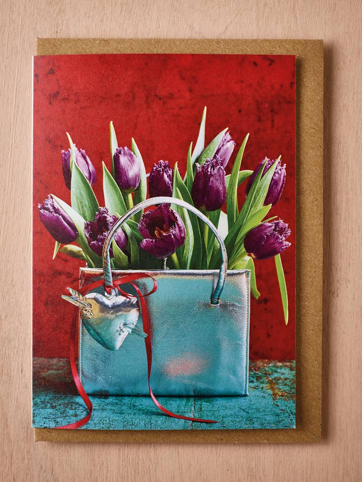 'The Valentine Handbag' Valentine Card for wholesale by Jane Scott Flowers