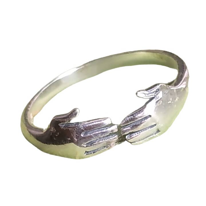 Love Hug Hands 925 Sterling Silver Adjustable Ring for wholesale by SILVER CAVE