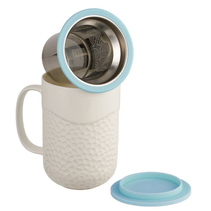 CasaWare - Wholesale Tea Strainer/Infuser - 15oz Tea Infuser Mug Coral5