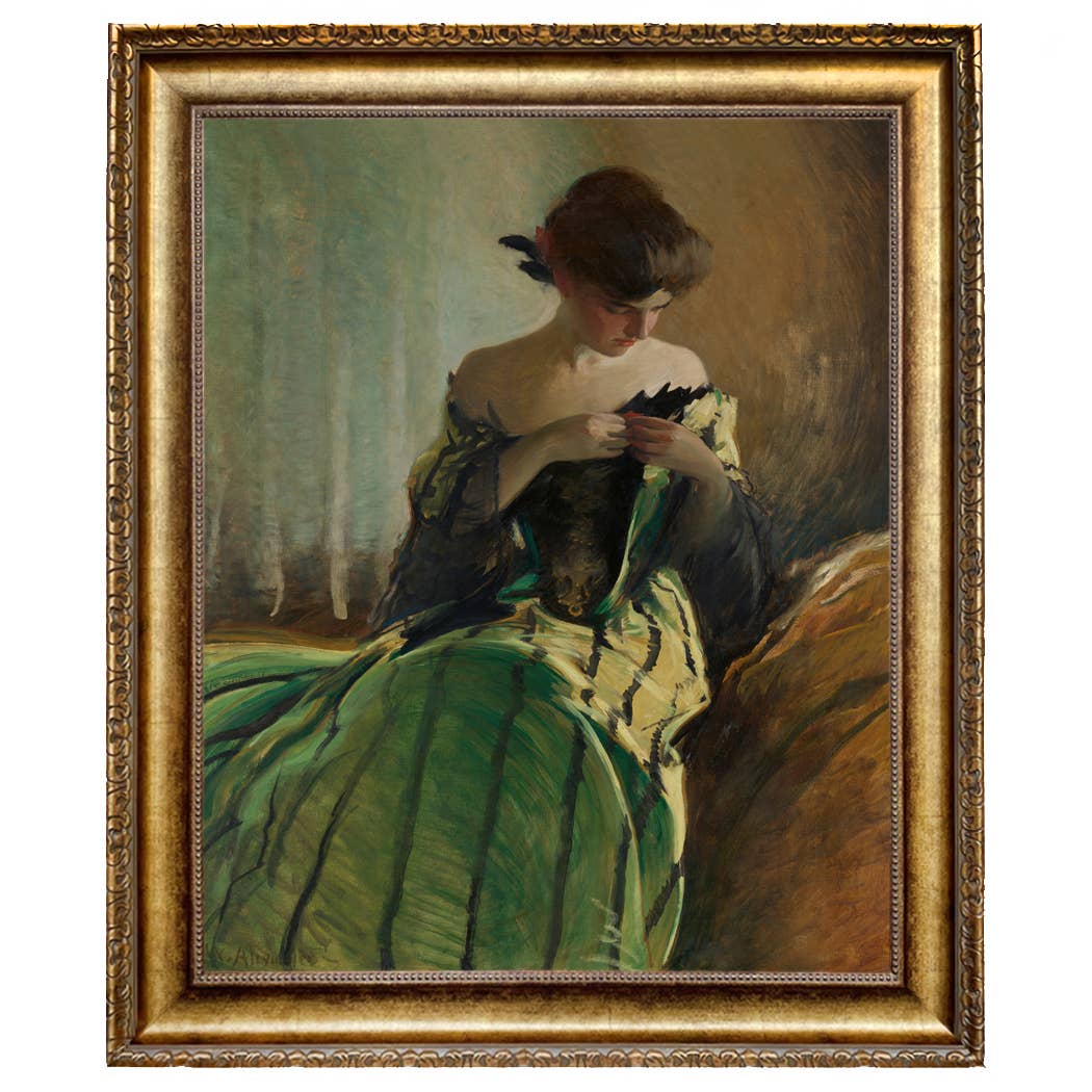 Madison Bay Co. - Historical Home Decor Reproductions - Vendita all'ingrosso Stampa artistica - Stampa su Tela Vintage di Donna in Abito Nero e Verde80