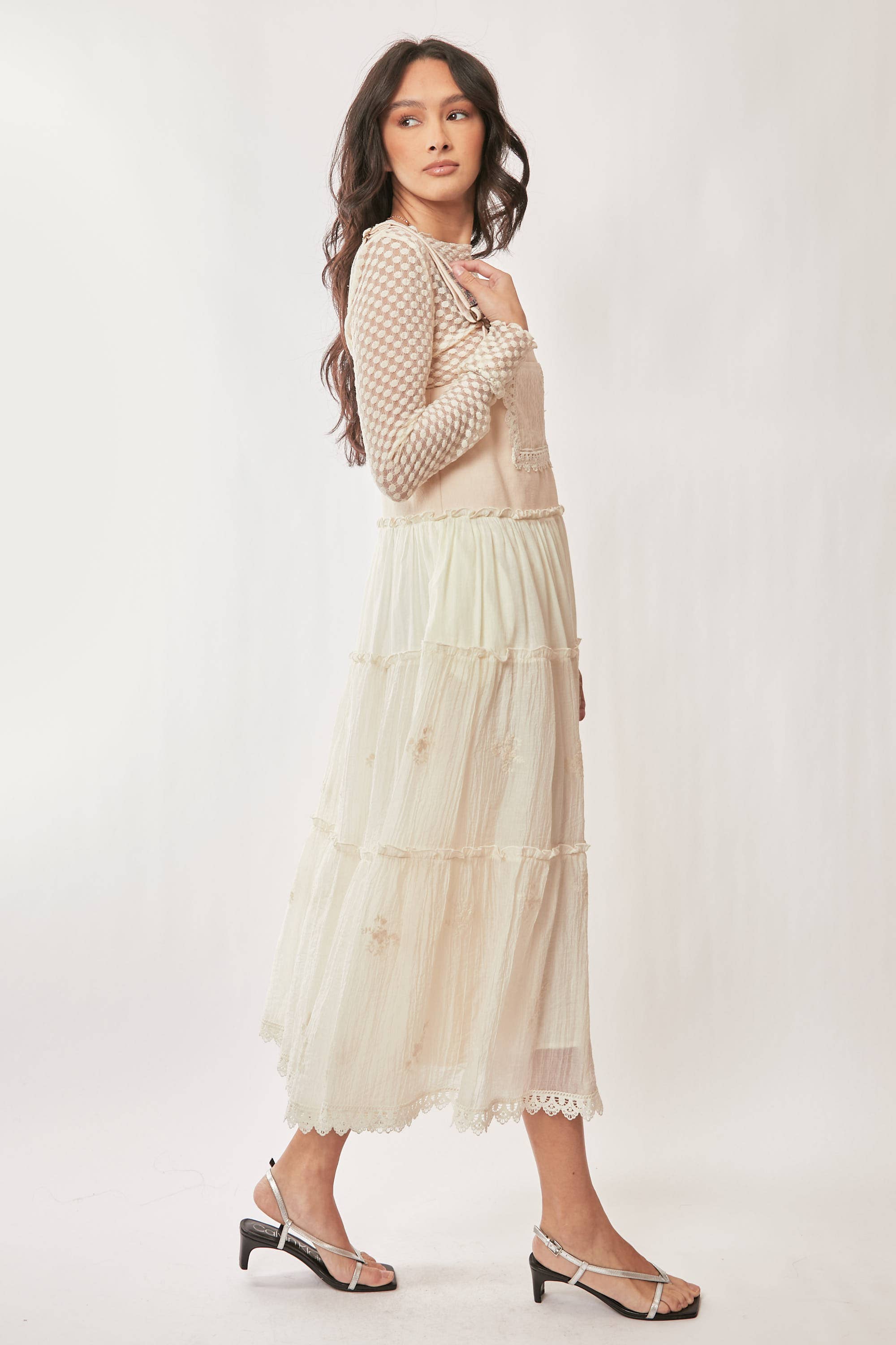 Davi & Dani - Wholesale Dress - Women's - FRONT POCKET EMBROIDERED LACE PINAFORE DRESS13