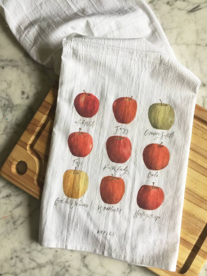 Types of Apples Tea Towel for wholesale by Navy Leaf Co.
