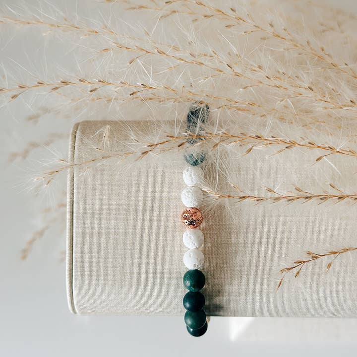 REMOVED BRAND – wholesale Pärlarmband – Moss Agate ädelsten + Roséguld pärlarmband - 6 MM7