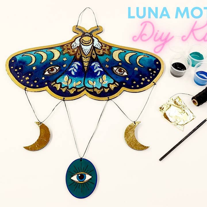 Luna Moth DIY art kit for wholesale by The Crow’s Nest Artist Collective