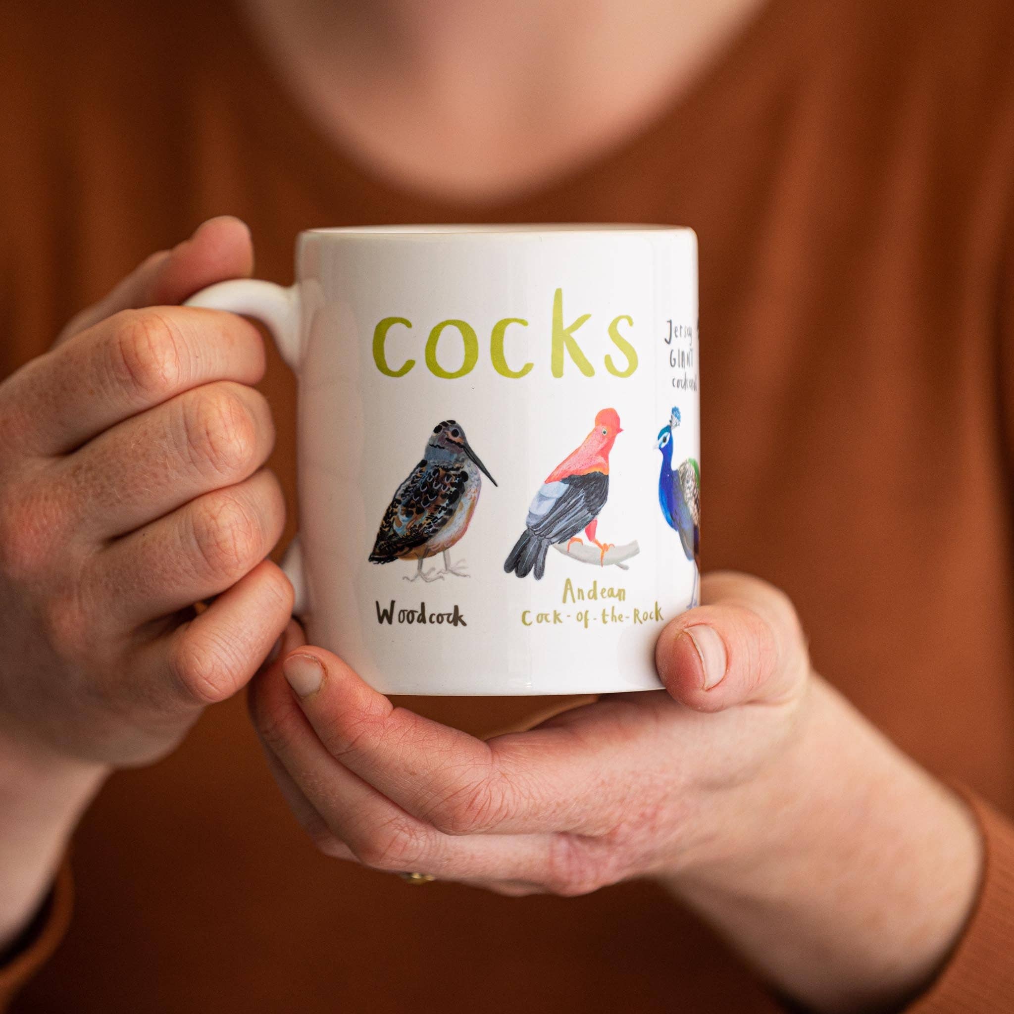 Sarah Edmonds Illustration – wholesale Coffee mug – Cocks Ceramic Bird Pun Mug2