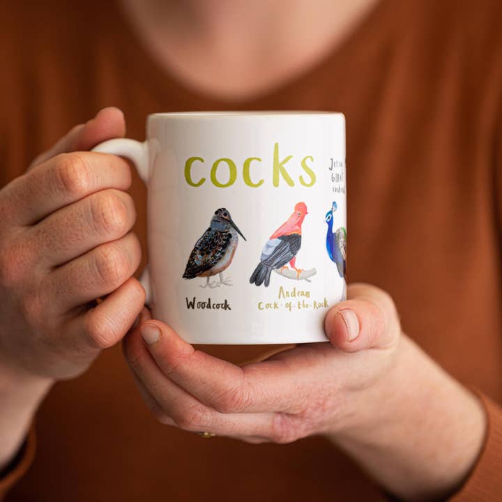Sarah Edmonds Illustration – wholesale Coffee mug – Cocks Ceramic Bird Pun Mug2
