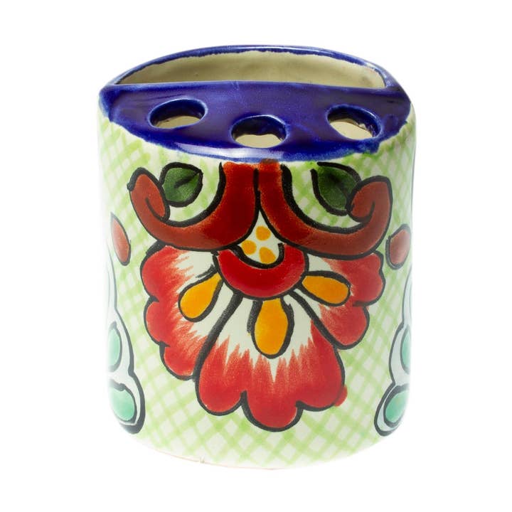Novica Handmade Hidalgo Bouquet Ceramic Toothbrush Holder for wholesale by NOVICA
