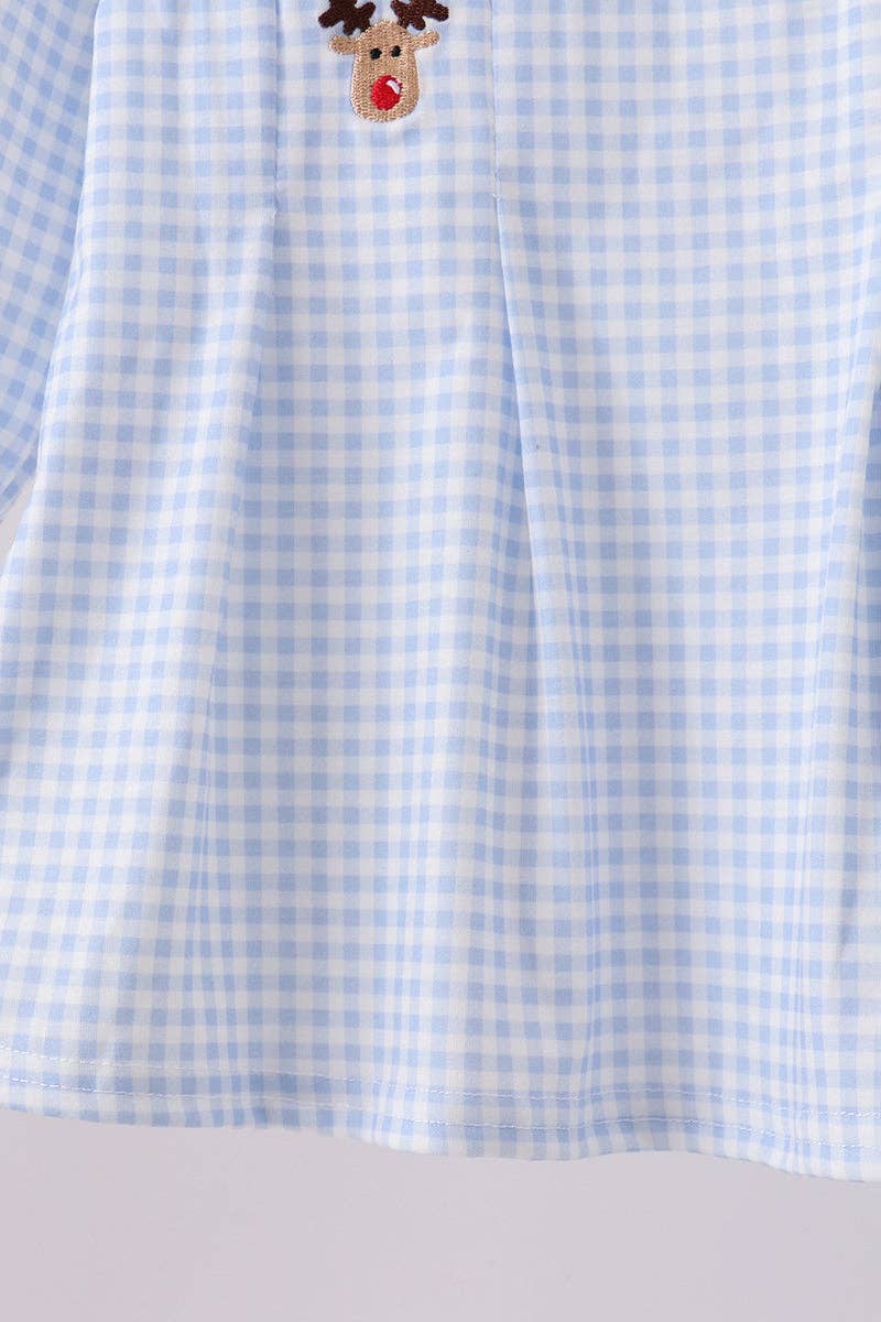 Mom & Co. - Wholesale Top & Pant Set - Kids - Blue santa claus embroidery ruffle pants set2