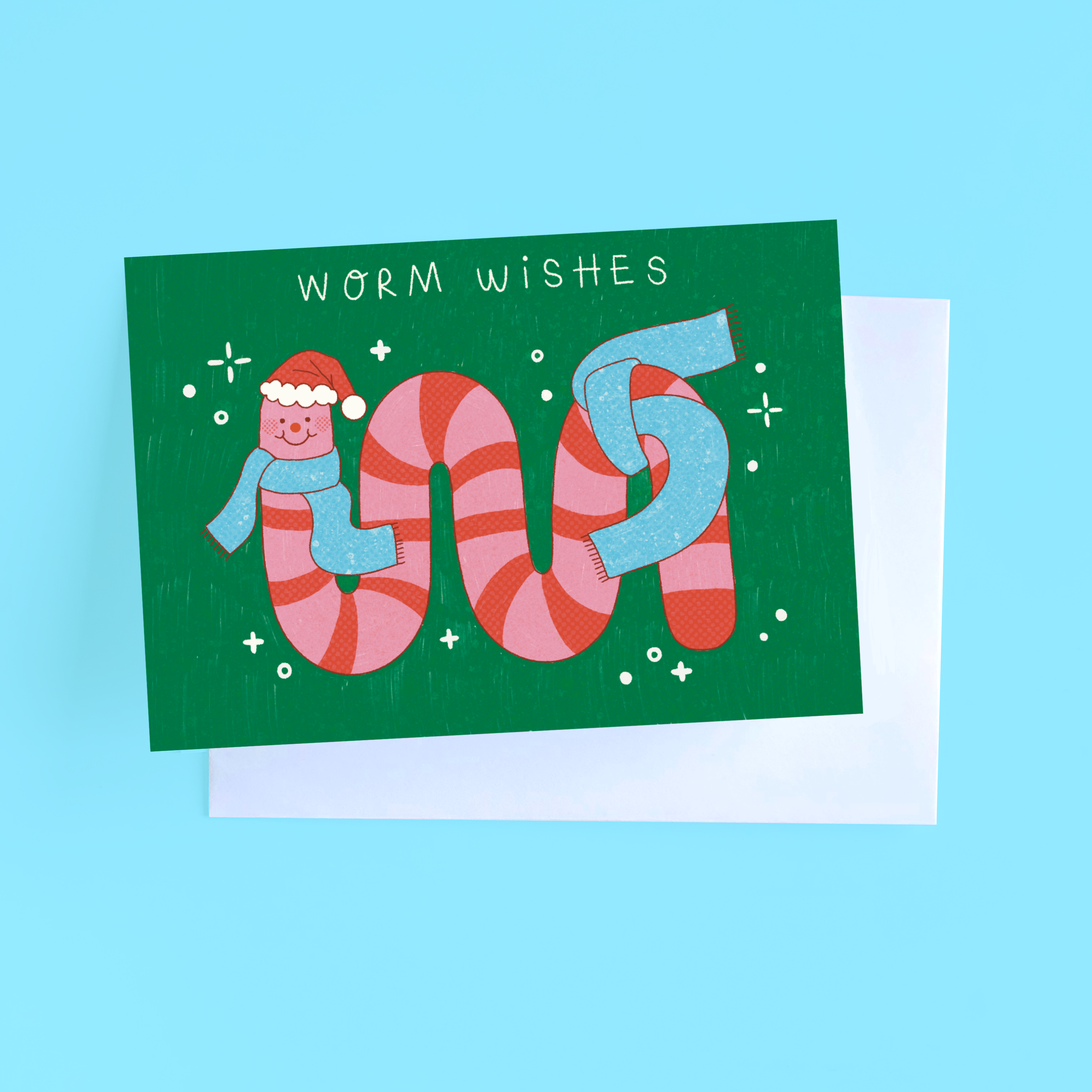 Iris Otto Illustration – wholesale Christmas card – “Worm wishes“ Mini Christmas card0