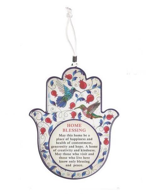 Red Pomegranate Hamsa engelska för wholesale av A&S Mezuzot