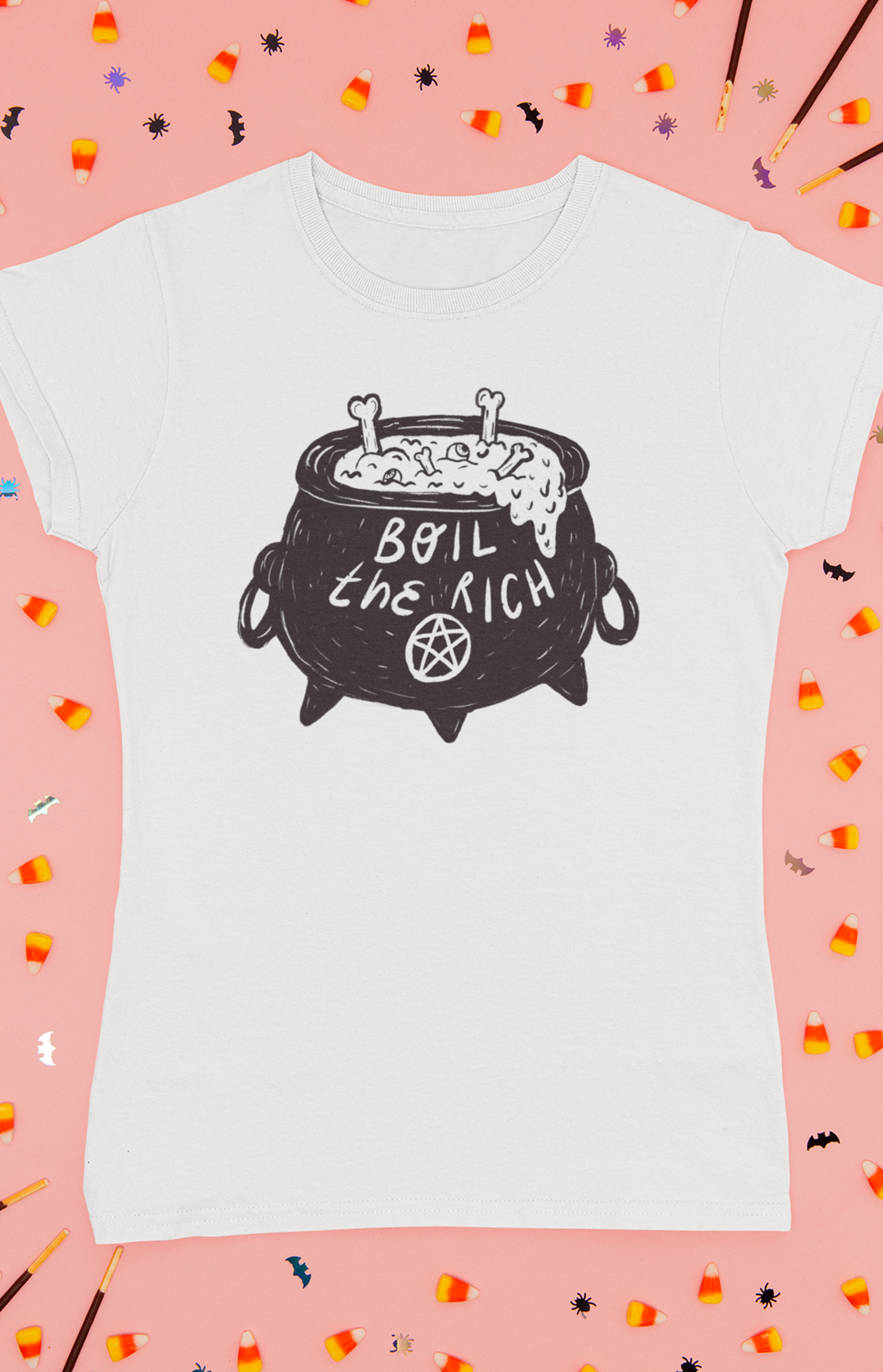 Chiaralascura - Wholesale Screen Printed T-Shirt - Women's - Boil the rich - T-shirt unisex in cotone biologico5