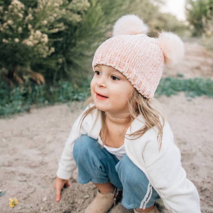 Huggalugs - Wholesale Beanie - Kids - Champagne Chenille Beanie Hat Baby & Kids