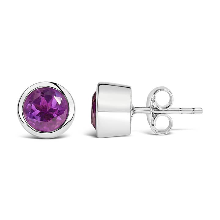 Infinite Jewels - Wholesale Stud/post earrings - Sterling Silver 6MM Purple Amethyst Solitaire Stud Earrings2