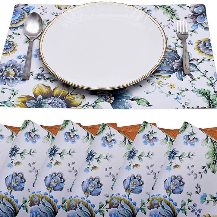 WEISS Set von 6 Platzsets mit Korkrücken, 12 „X17" für den Großhandel auf Faire1