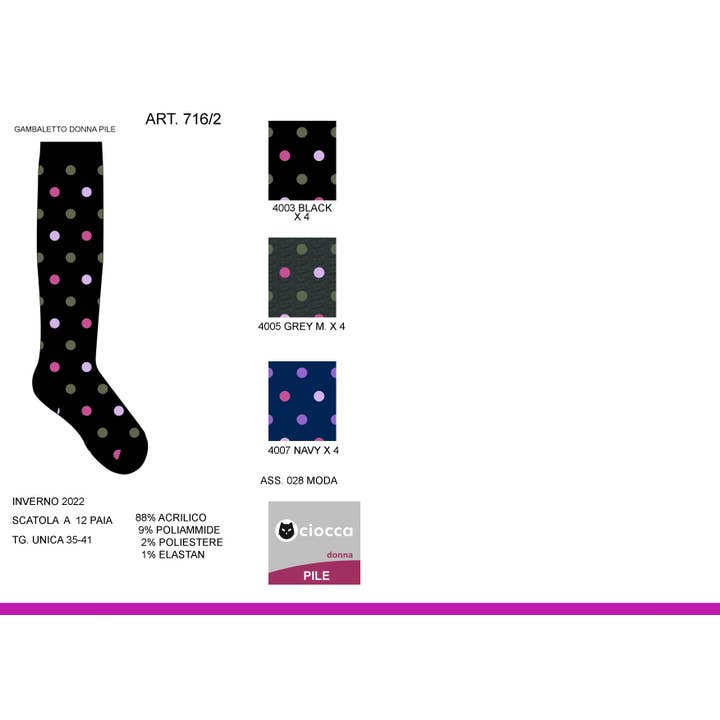 Bein.Gepunktetes Fleece (716/2) für den Großhandel von Ciocca