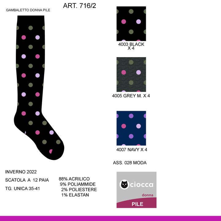 Color Assortment Leg.polka dot fleece (716/2) for wholesale on Faire