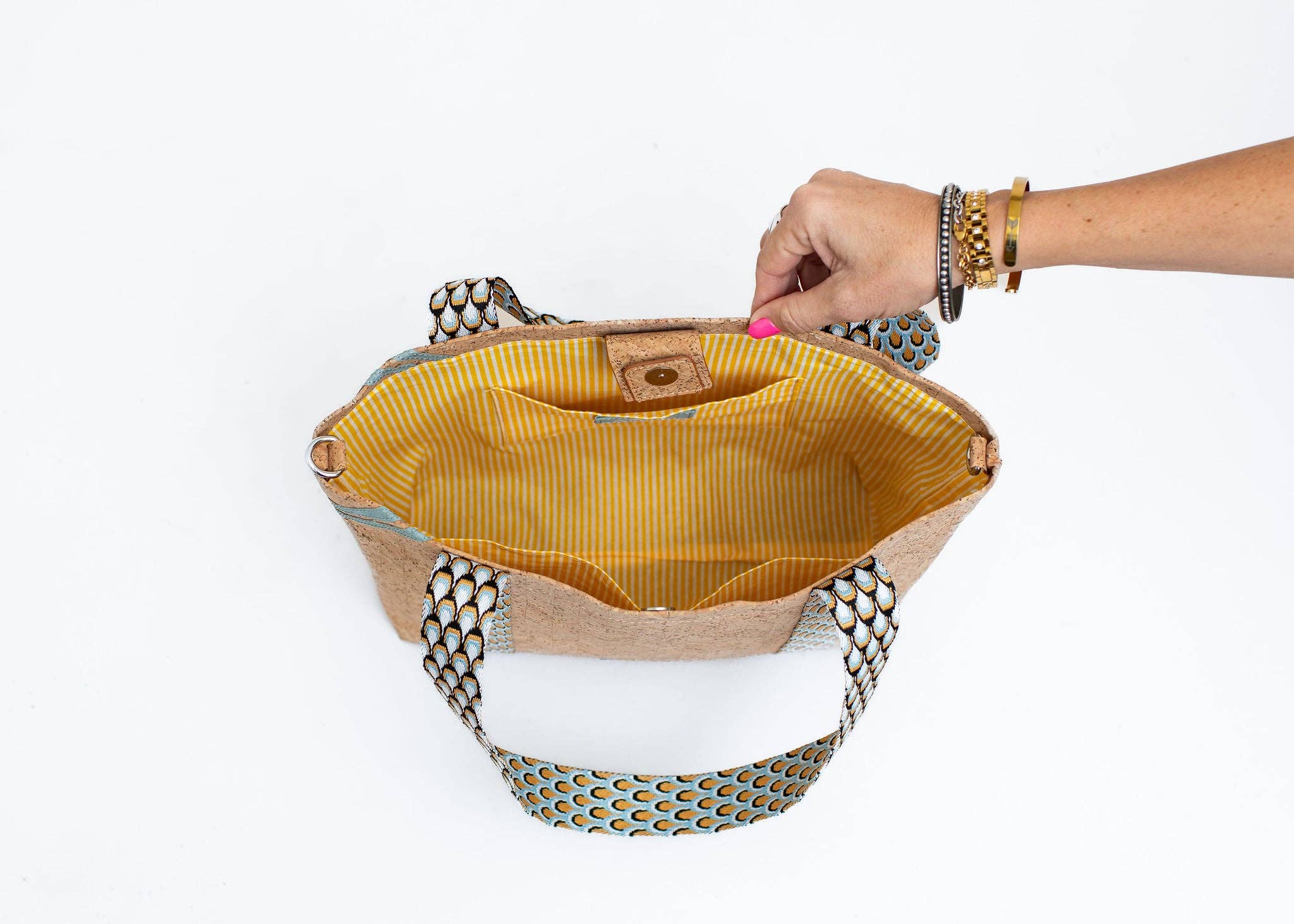 KORK & Inspired by KORK - Wholesale Tote Bag - Women's - Cordova Cork Convertible Tote Bag - Natural w/Blue2