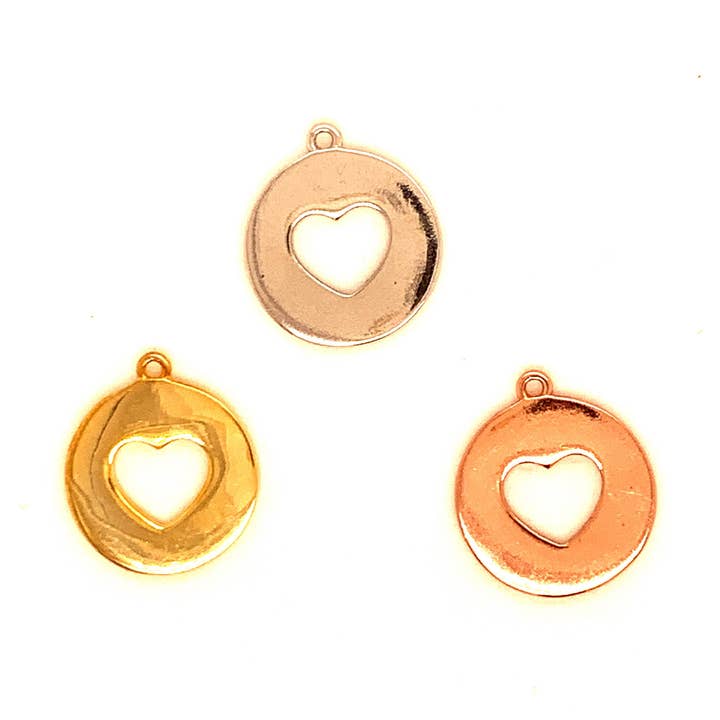 Gold Heart Charm For Jewelry Making, Sterling Silver Heart C for wholesale by The Bead Bazaar