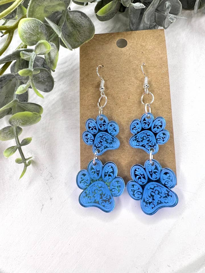 Boucles d'oreilles à double patte Blue Mirror pour la vente par Lindsey Lane Wholesale