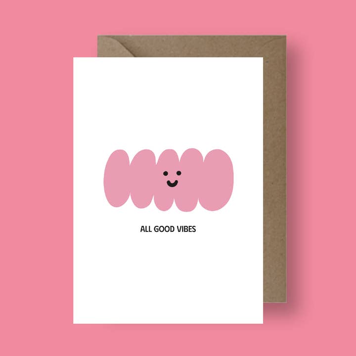 Cartão de Saudação "Todas as Boas Vibrações" Blob Cor-de-Rosa por atacado de Seekprint