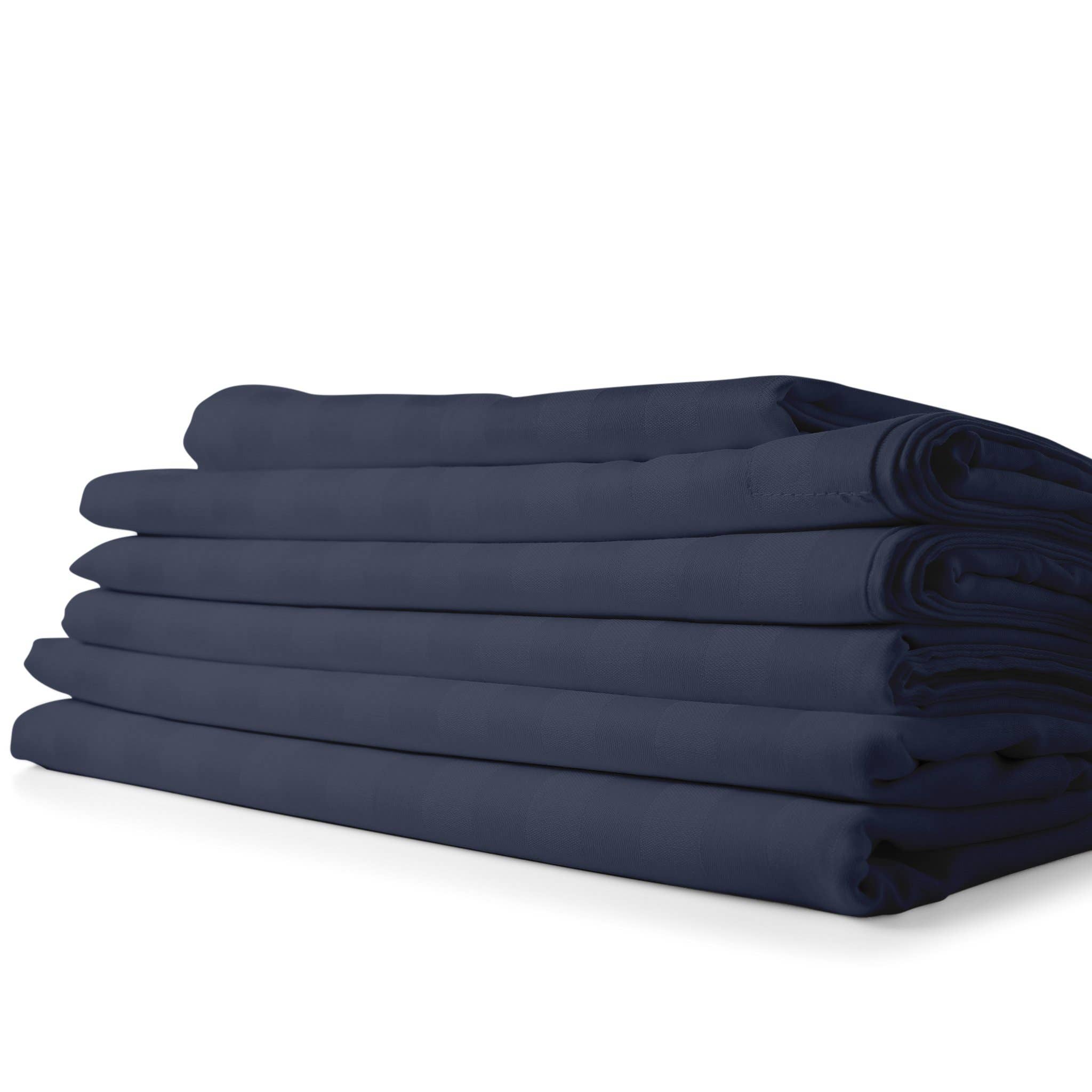 Cypress Linen / Bluff City Bedding - Venta al por mayor Juegos de sábanas - Sábanas a rayas 1800 unidades algodón bambú Feel Dobby Stripe, varios colores y tamaños4