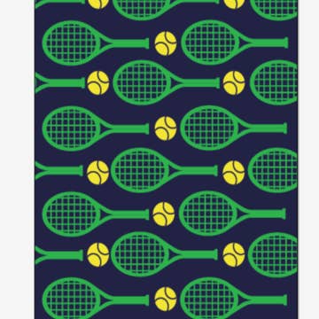 Clutch Towels - Wholesale Sports Towel - Small Tennis/workout Towels, Racquets on Blue Tennis