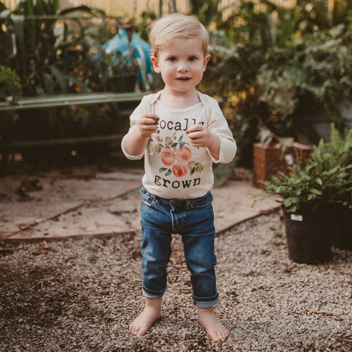 „Local Grown“ Pfirsich Langarm-Body für den Großhandel von House Of Luna