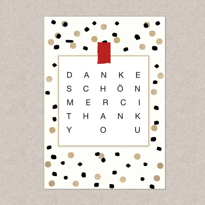 Greeting card, 'thank you, merci, thank u' for wholesale by littl'pix