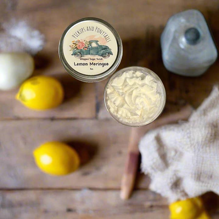 Lemon Meringue Whipped Sugar Scrub for wholesale by Pickups And Ponytails