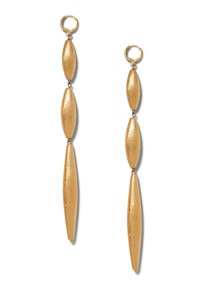 Zeppelin Cora 3 Drop Gold Leverback Earrings for wholesale by JAREDJAMIN