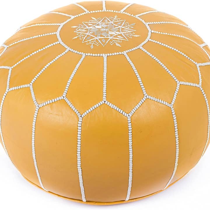 Handwoven Leather Pouf - Authentic Moroccan Comfort & Style for wholesale by Simply Moroccan