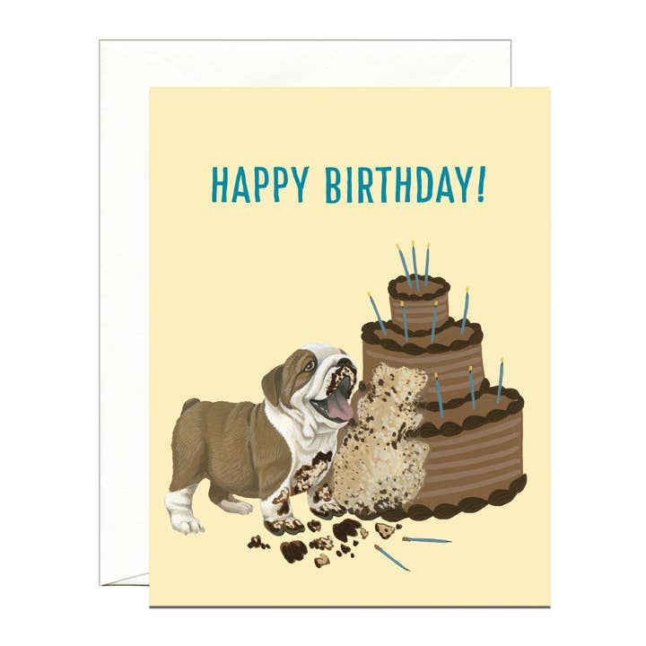 Cartão de Aniversário Bolo de Chocolate Bulldog por atacado de Yeppie Paper
