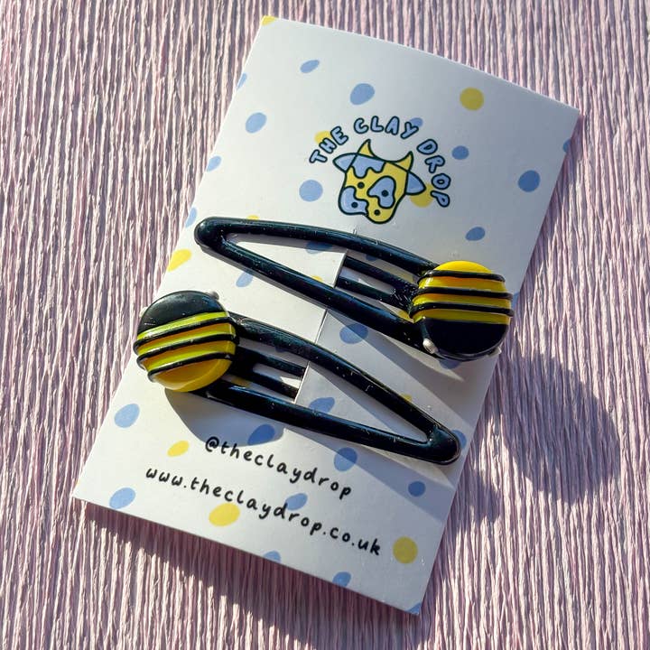 Bee Hair Clips - Black for wholesale by The Clay Drop