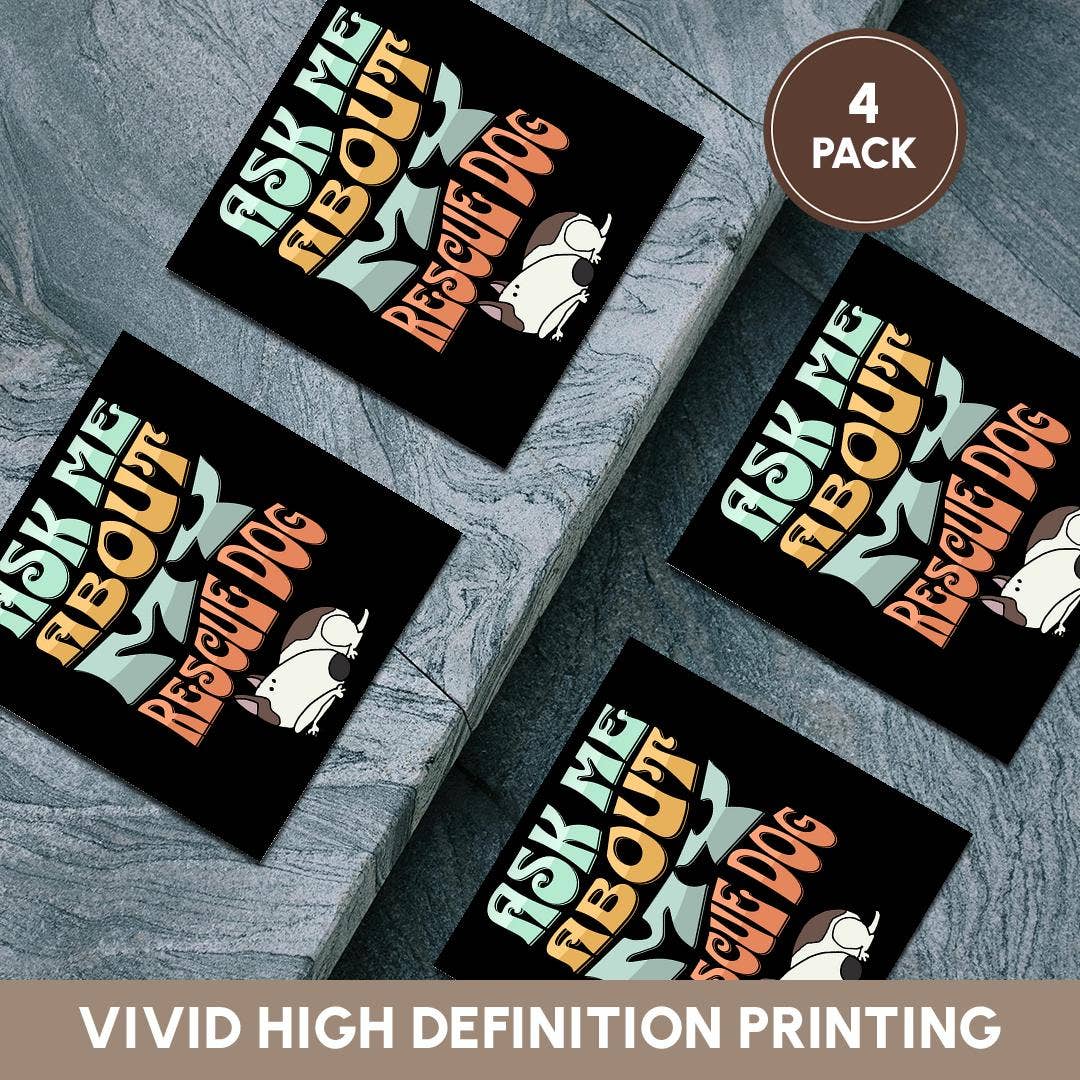 3dRose - Wholesale Coasters - 3dRose, Cute funny Ask me about my Rescue Dog Pets and Bull Terrier, Coaster5